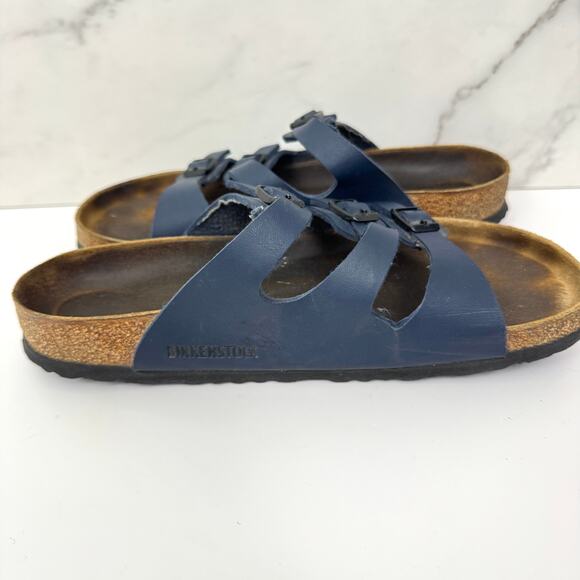 Birkenstock Womens Florida Birko-Flor Soft Bed Sandal Size 40 / 9 Vegan Blue - Picture 6 of 11